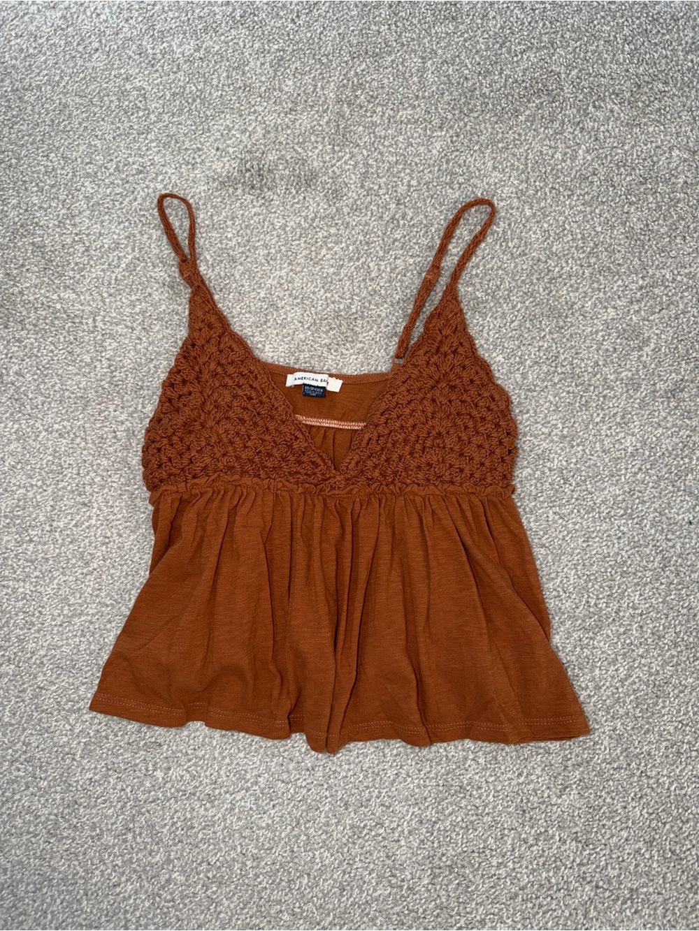 American Eagle Outfitters Crochet Tank Top Brown XS